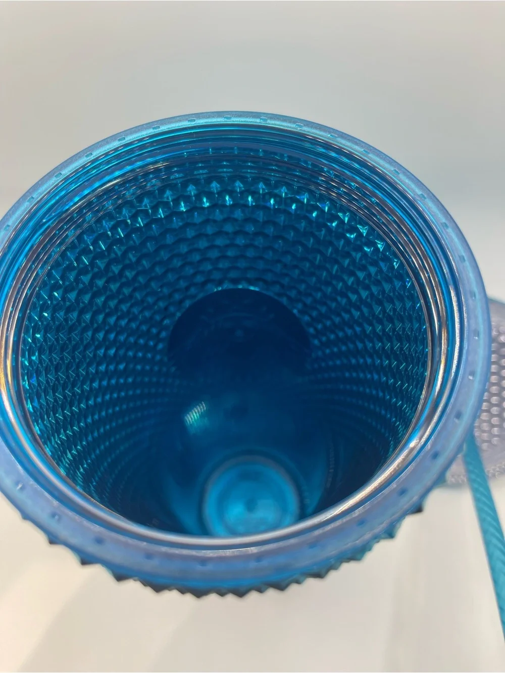 Starbucks Metallic Teal Blue Diamond  Studded Tumbler with Straw 24oz